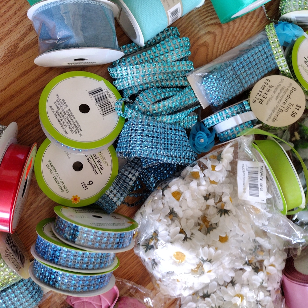 Assorted Craft Satin Ribbon and Flower Decor Set - Picture 4 of 7